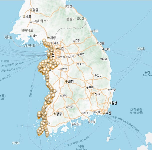 코리아둘레길 코스 추천 지도 서해랑길