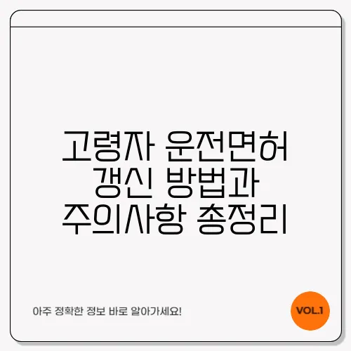 고령자 운전면허 갱신 방법과 주의사항 총정리