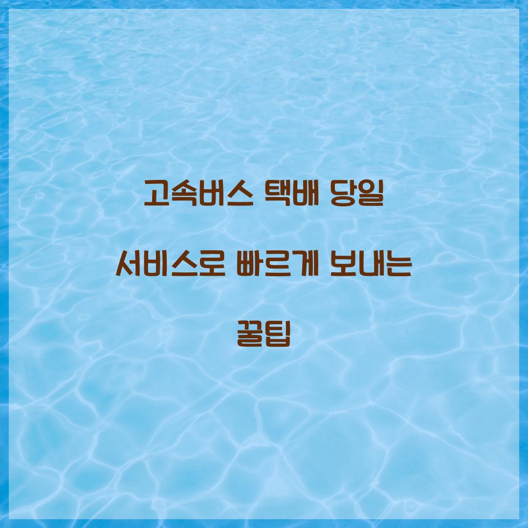 고속버스 택배 당일 서비스