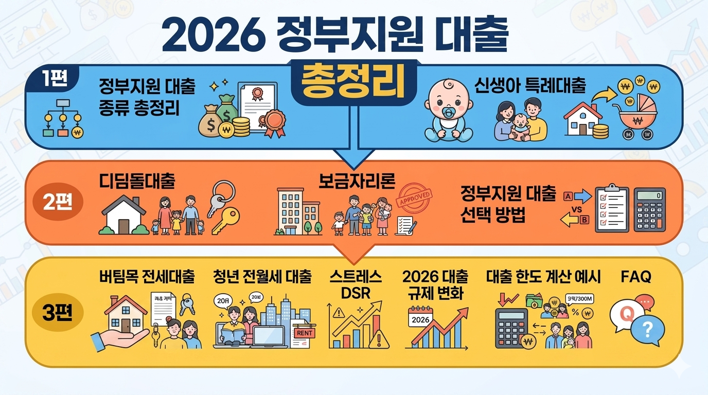 2026 정부지원 대출 종류와 신생아 특례대출 디딤돌대출 보금자리론 총정리