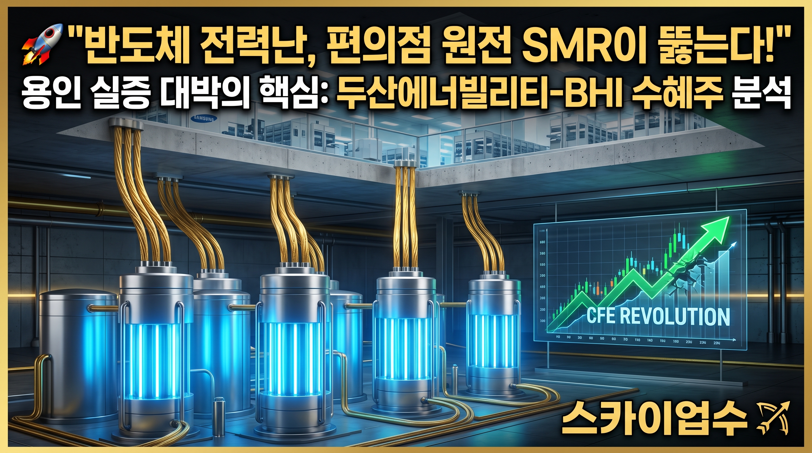 반도체 전력난, 편의점 원전 SMR이 뚫는다! 용인 실증 잭팟의 맥점 두산에너빌리티&middot;BHI 수혜주 분석