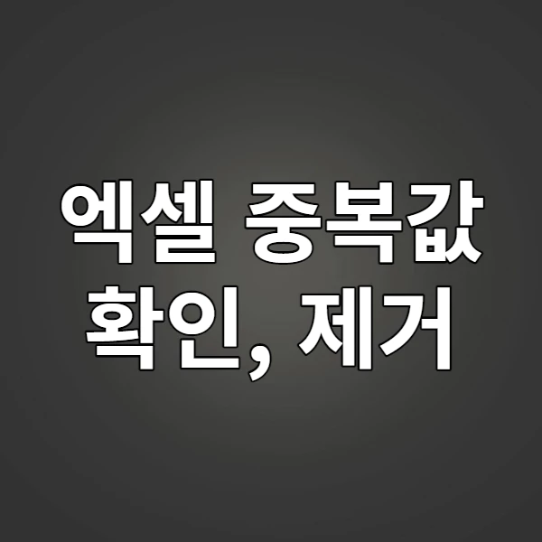 엑셀 중복값 확인&#44; 제거