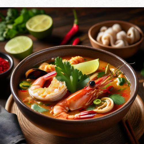 레몬그래스와 라임향 가득한 똠얌냉국수 접시