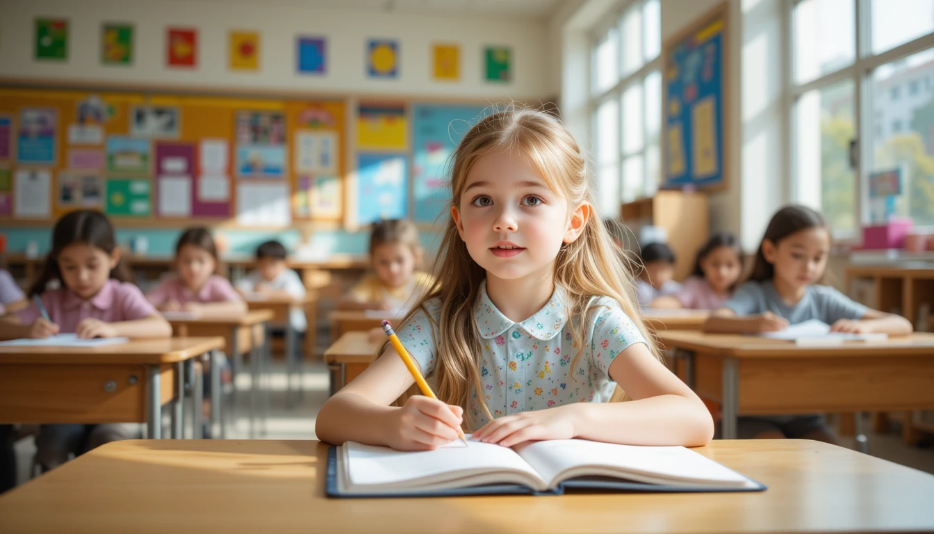 수업을 집중해서 듣는 아이의 모습
