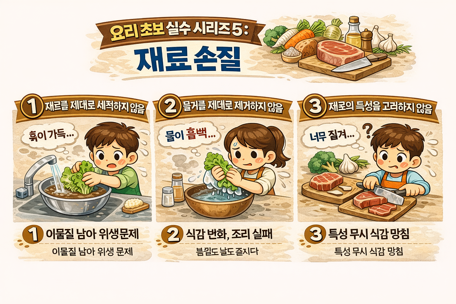 요리 초보 실수 시리즈 5 : 재료 손질