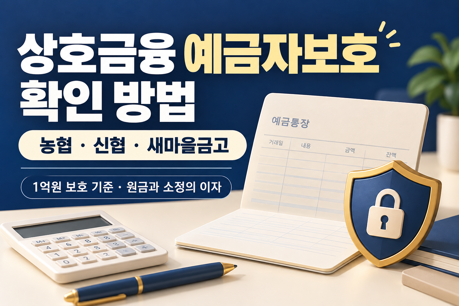 상호금융 예금자보호 확인 방법 - 농협·신협·새마을금고 1억원 보호 기준
