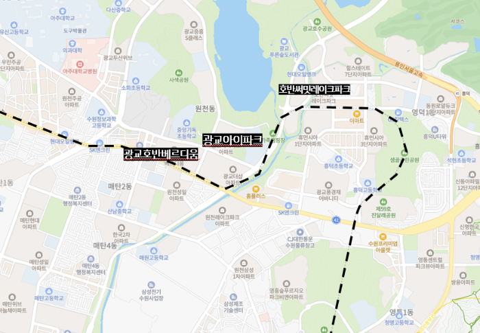 인동선 수혜 지역 광교