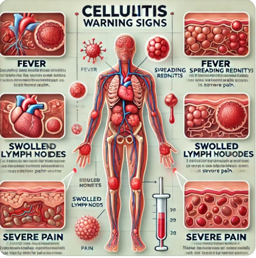 경고 신호 인포그래픽 (열&amp;#44; 림프절&amp;#44; 통증 등)