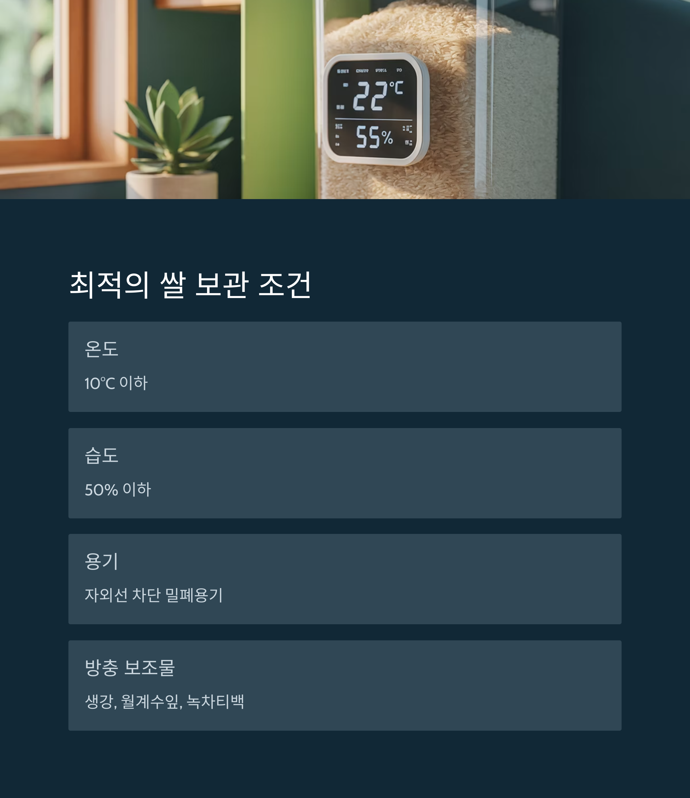 1개월 보관 기준, 최적의 쌀 보관법 요약