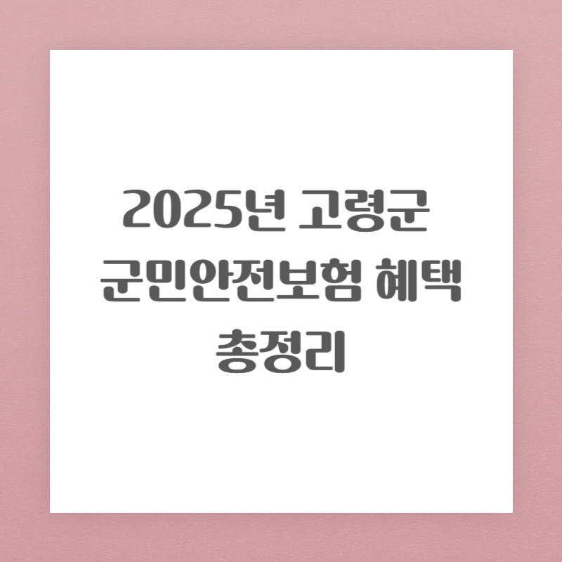 2025년 고령군 시민안전보험 혜택 총정리