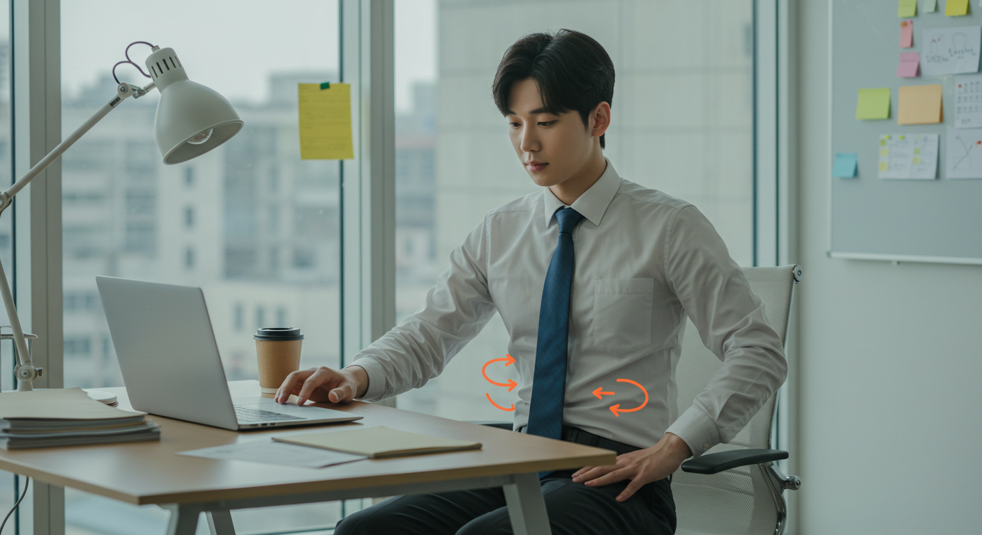 업무중 몰래하는 복부자극 코어운동