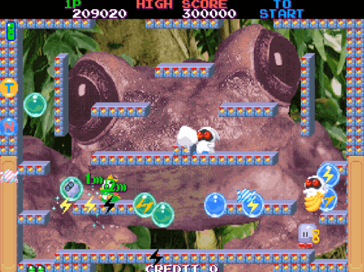 번개-버블을-터트려-적을-처치하는-화면