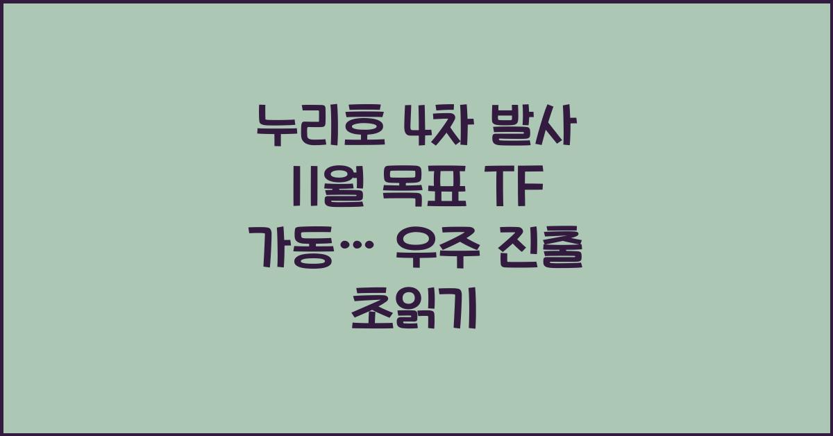 누리호 4차 발사 11월 목표 TF 가동