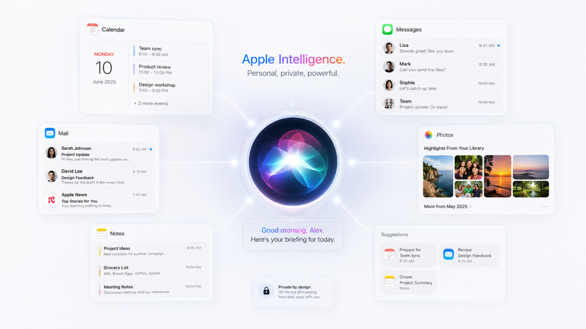 Apple Intelligence 개인화 AI 기능 개념도