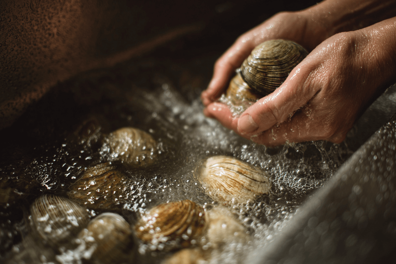 조개를-헹구고-있는-이미지