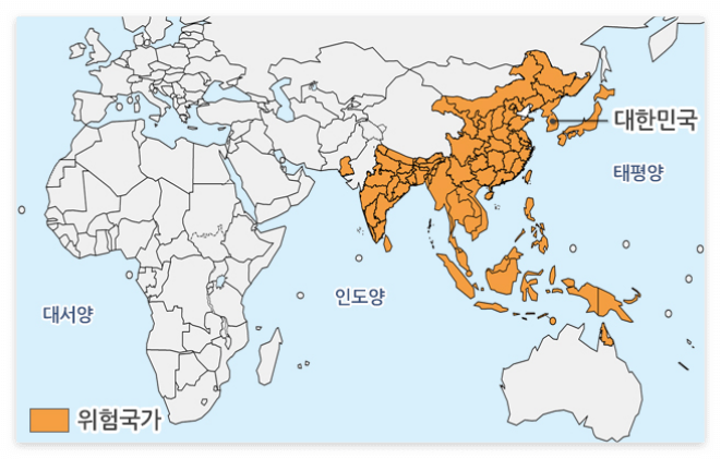 일본뇌염 위험국가