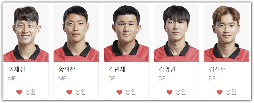 한국팀 선수단