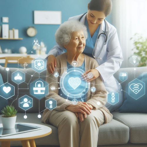 70대 여성이 의료와 돌봄 통합 서비스를 받고 있다.