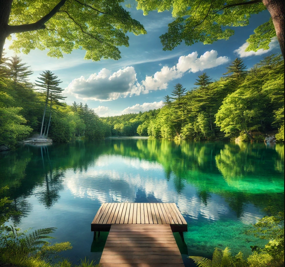 미국의 월든 호수의 여름