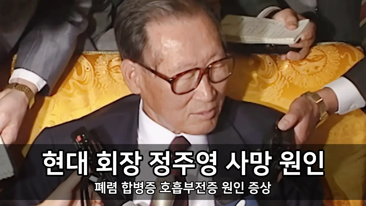 현대 회장 정주영 사망 원인 - 폐렴 합병증 호흡부전증 원인 증상