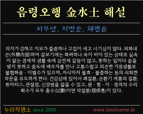 음령오행-금수토-해설