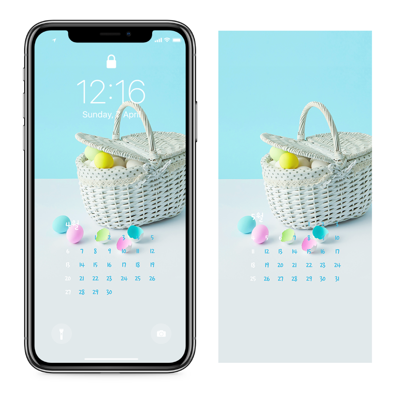 05 계란 바구니 하늘색배경 AB - 2025년4월 아이폰달력배경화면