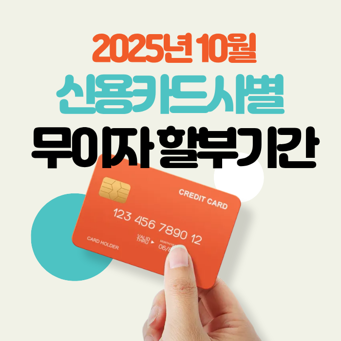 2025년 10월 신용카드사별 무이자 할부 기간