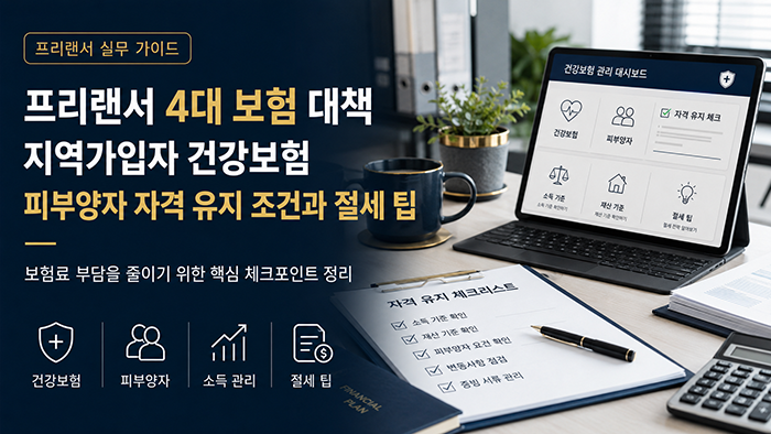 프리랜서 4대 보험 대책: 지역가입자 건강보험 피부양자 자격 유지 조건과 절세 팁