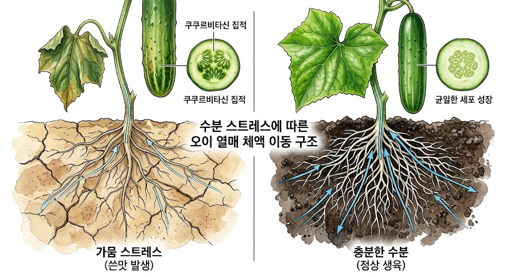 여름 오이 쓴맛 성분 축적과 굽은과 발생 원리