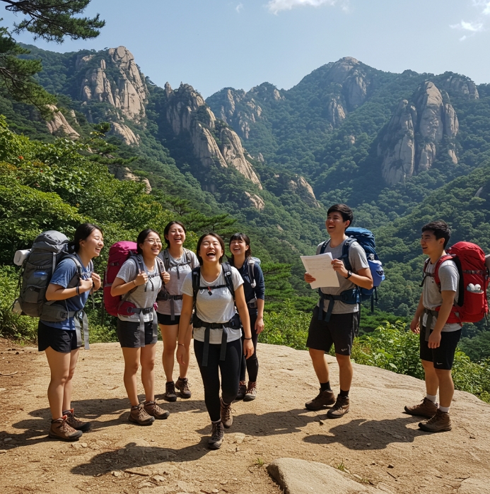 대학생들이 국토대장정을 떠나는 모습 이미지