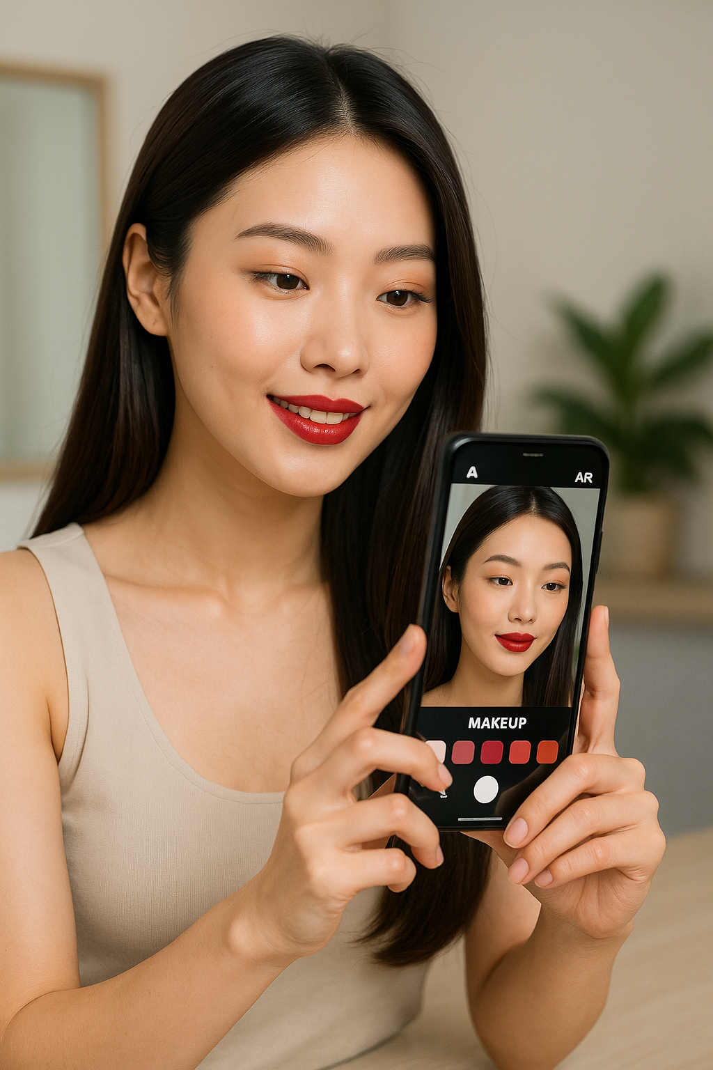 AR 기술로 앱에서 가상 메이크업