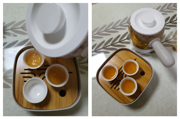 찻잔에 차 따르기