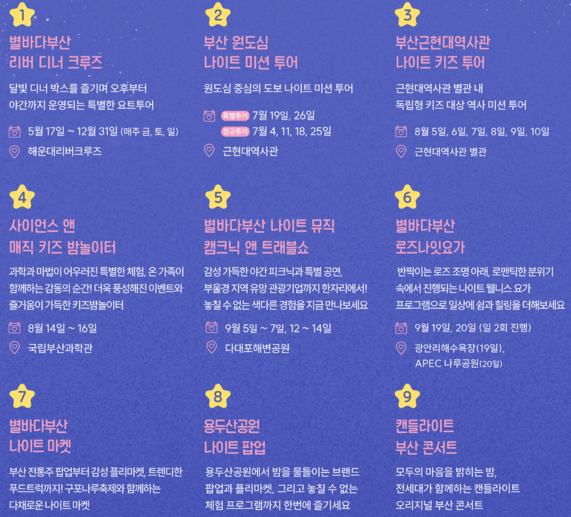 "부산의 밤은 낮보다 아름답다!" 2025 별바다 부산 나이트 페스티벌 완벽 가이드