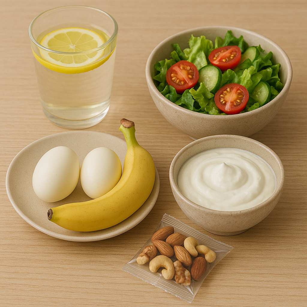 아침식사 견과류 바나나 샐러드
