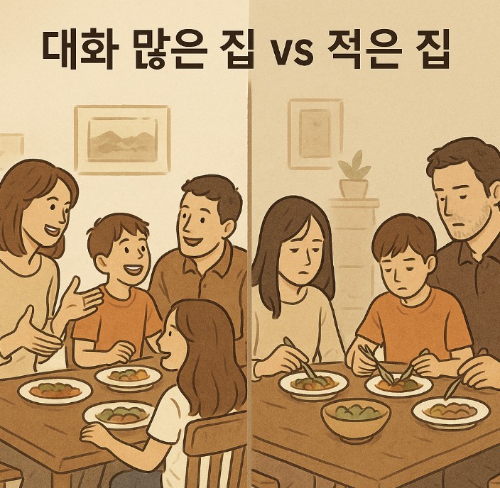 대화 많은 집과 적은 집 사진