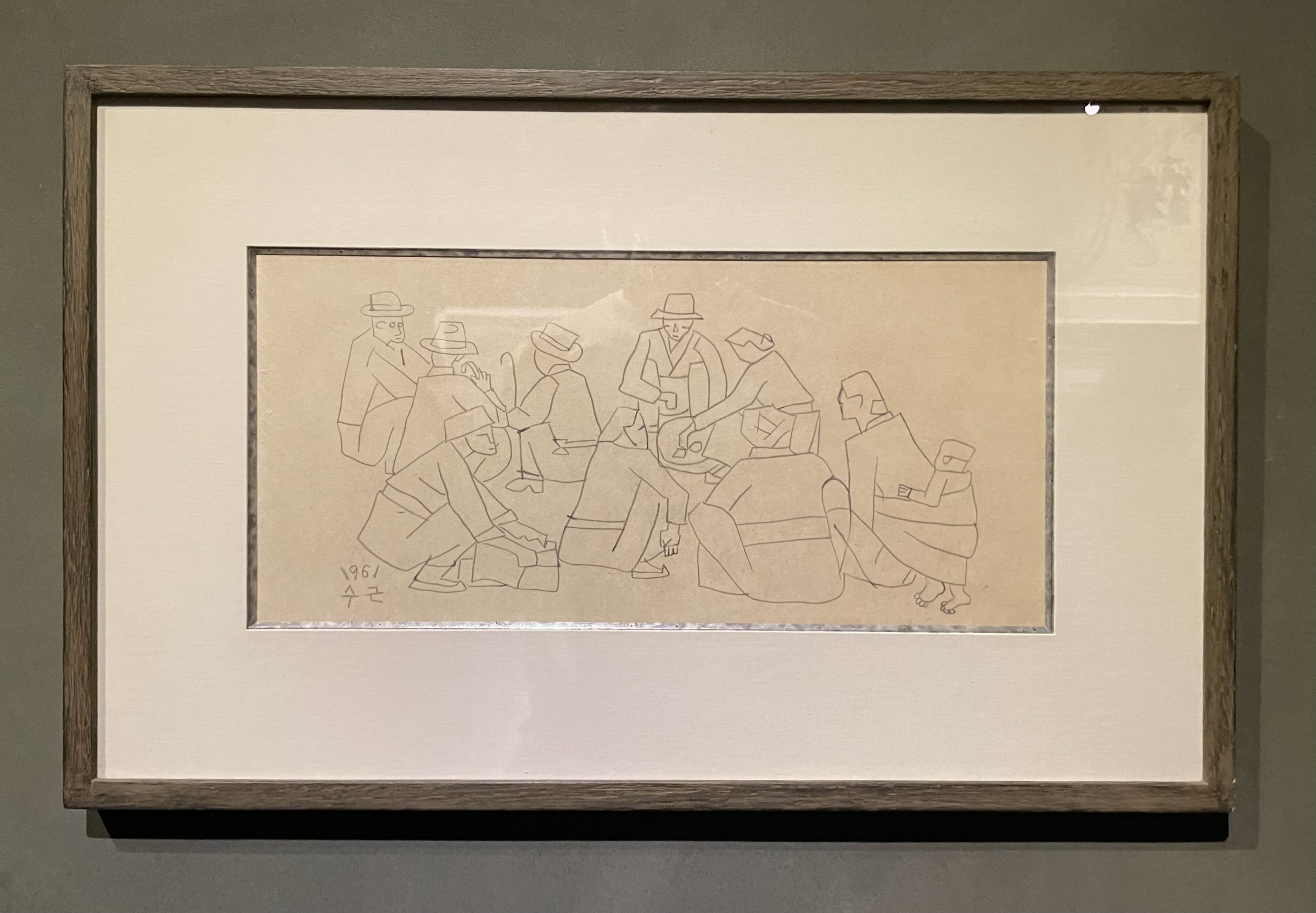 박수근-노상 (1961&#44; 종이에 연필)