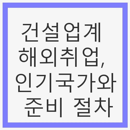 국가별 건설업계 취업 환경