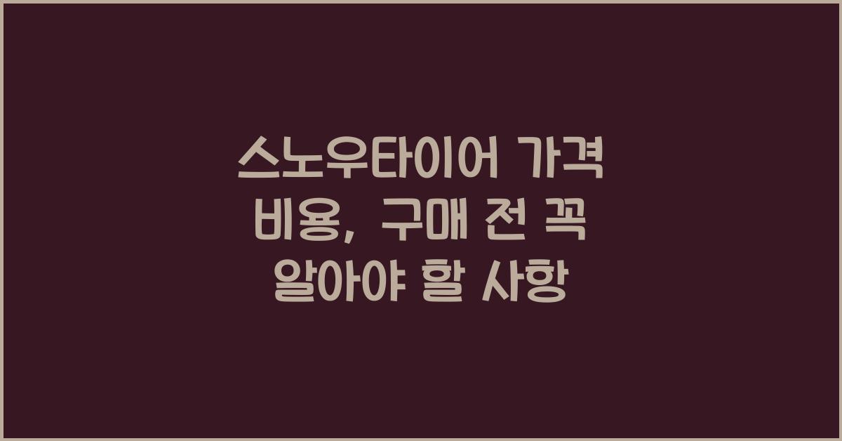 스노우타이어 가격 비용