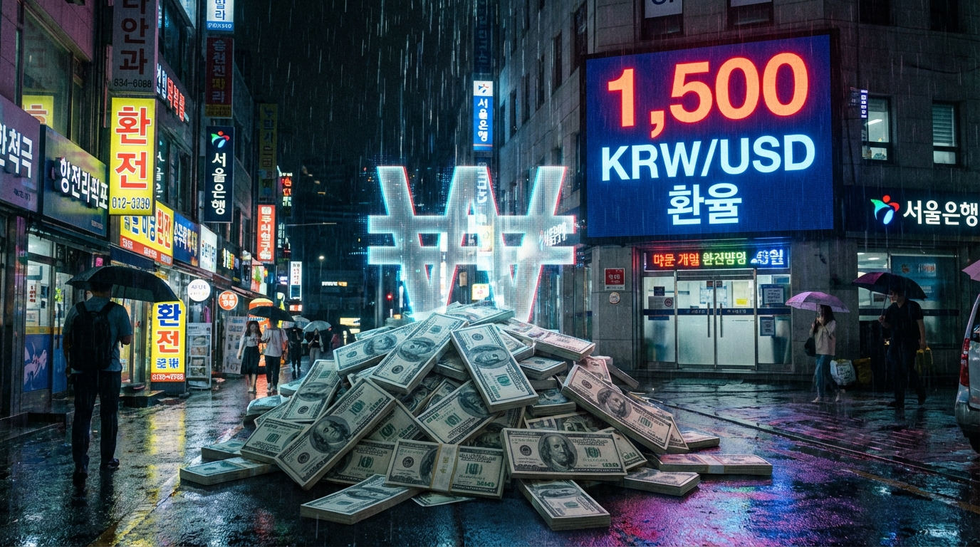 환율 폭등 시기 달러 자산의 가치 상승을 묘사한 이미지