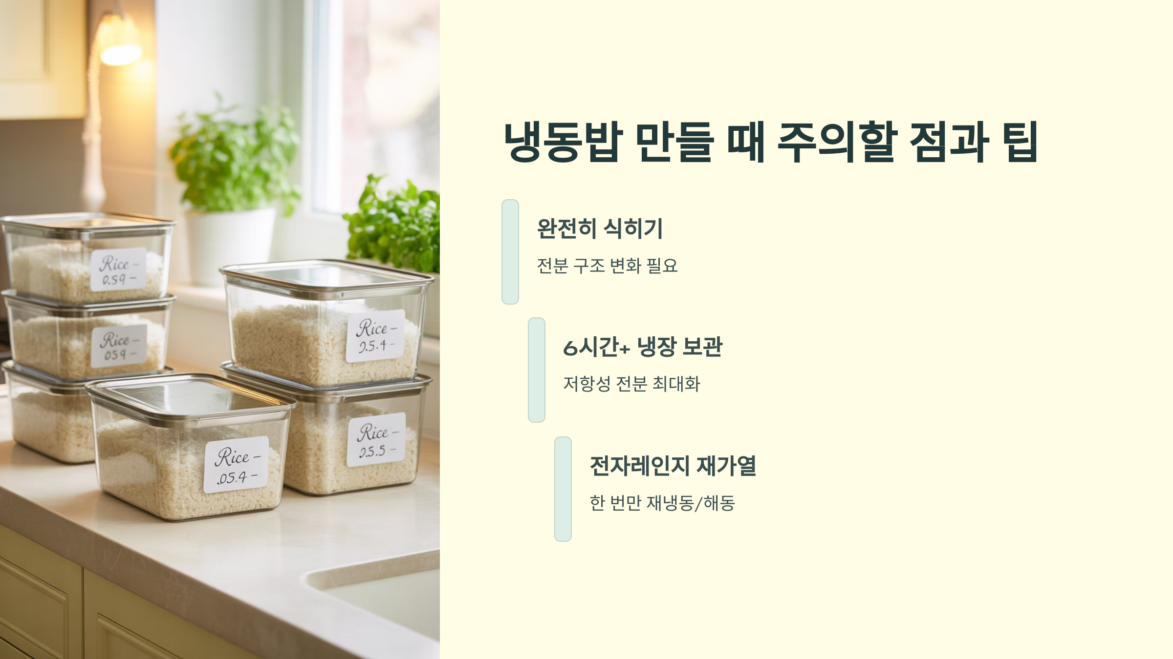 냉동밥 만들 때 유의할 점과 팁