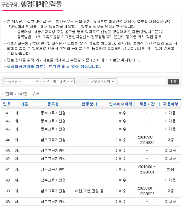 행정대체-인력-풀-게시판