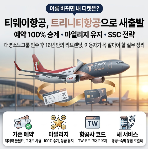 티웨이항공 트리니티항공 마일리지 승계