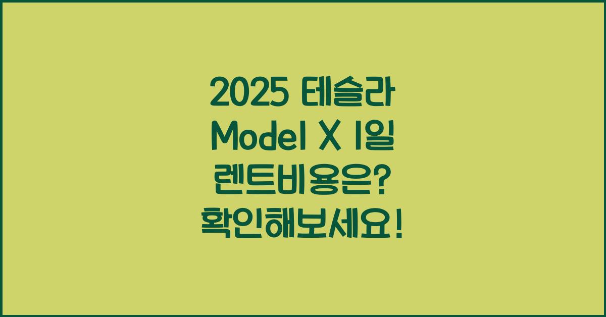 2025 테슬라 Model X 1일 렌트비용