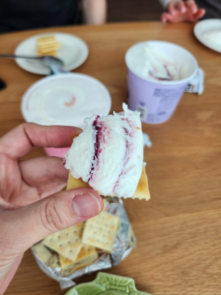 참크래커에 요맘때 아이스크림을 올림