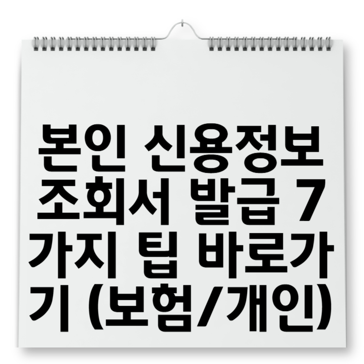 본인 신용정보조회서 발급 7가지 팁 바로가기 (보험/개인)