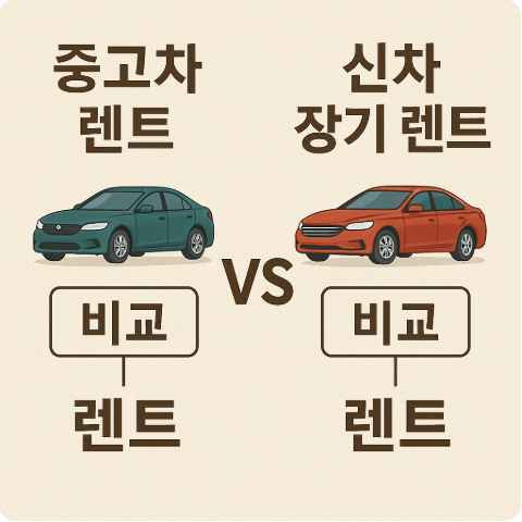중고차 렌트와 신차 장기 렌트 비교 사진