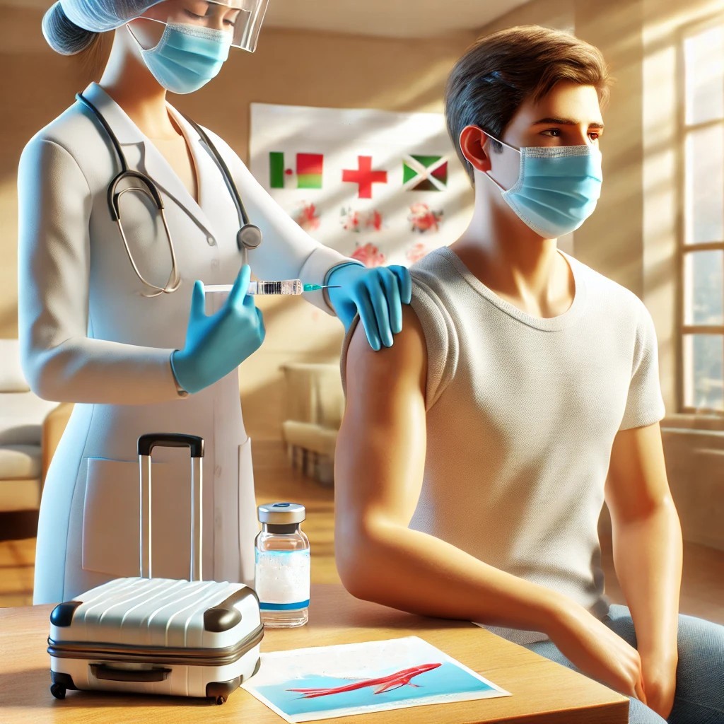 해외여행을 위해 백신을 맞는 사진