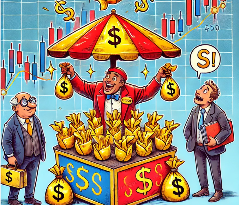 주식 넝마를 황금테두른 종이로