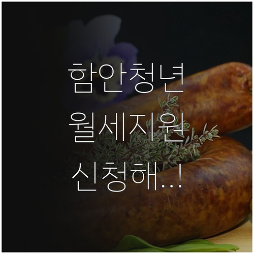 2026년 함안군 청년 월세 지원 신..