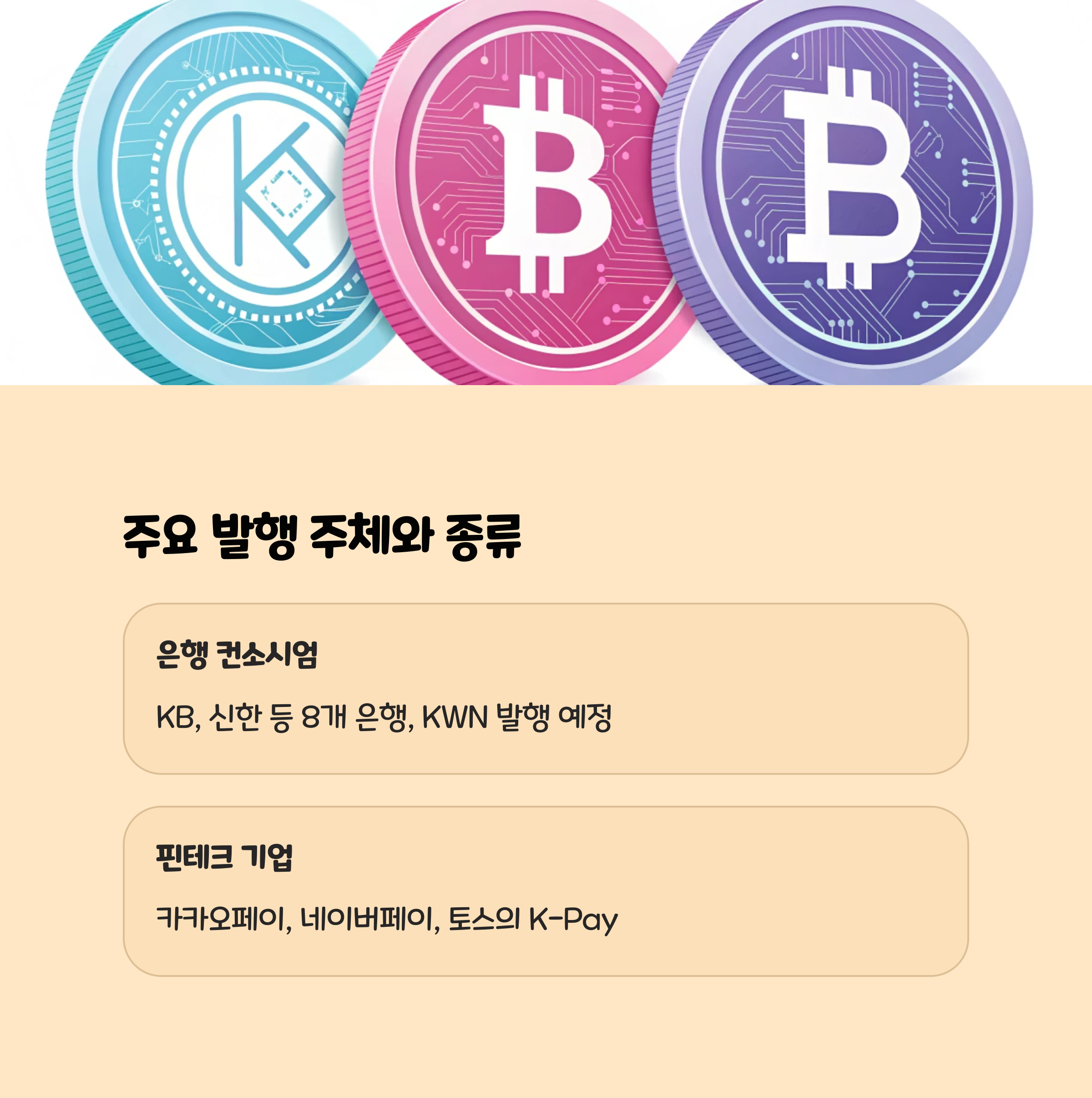 주요 발행 주체와 스테이블코인 종류